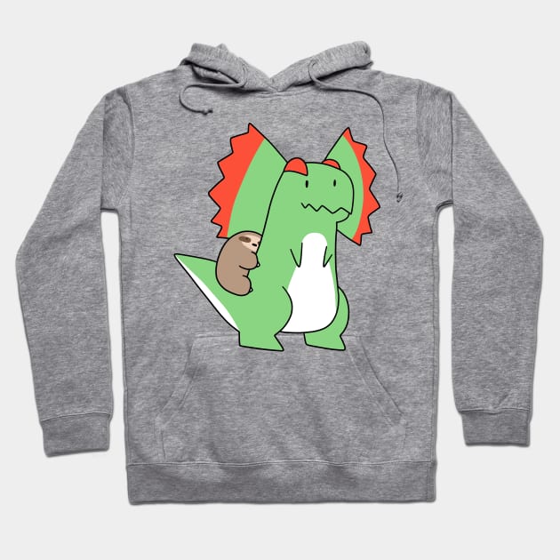 Dilophosaurus and Sloth Hoodie by saradaboru